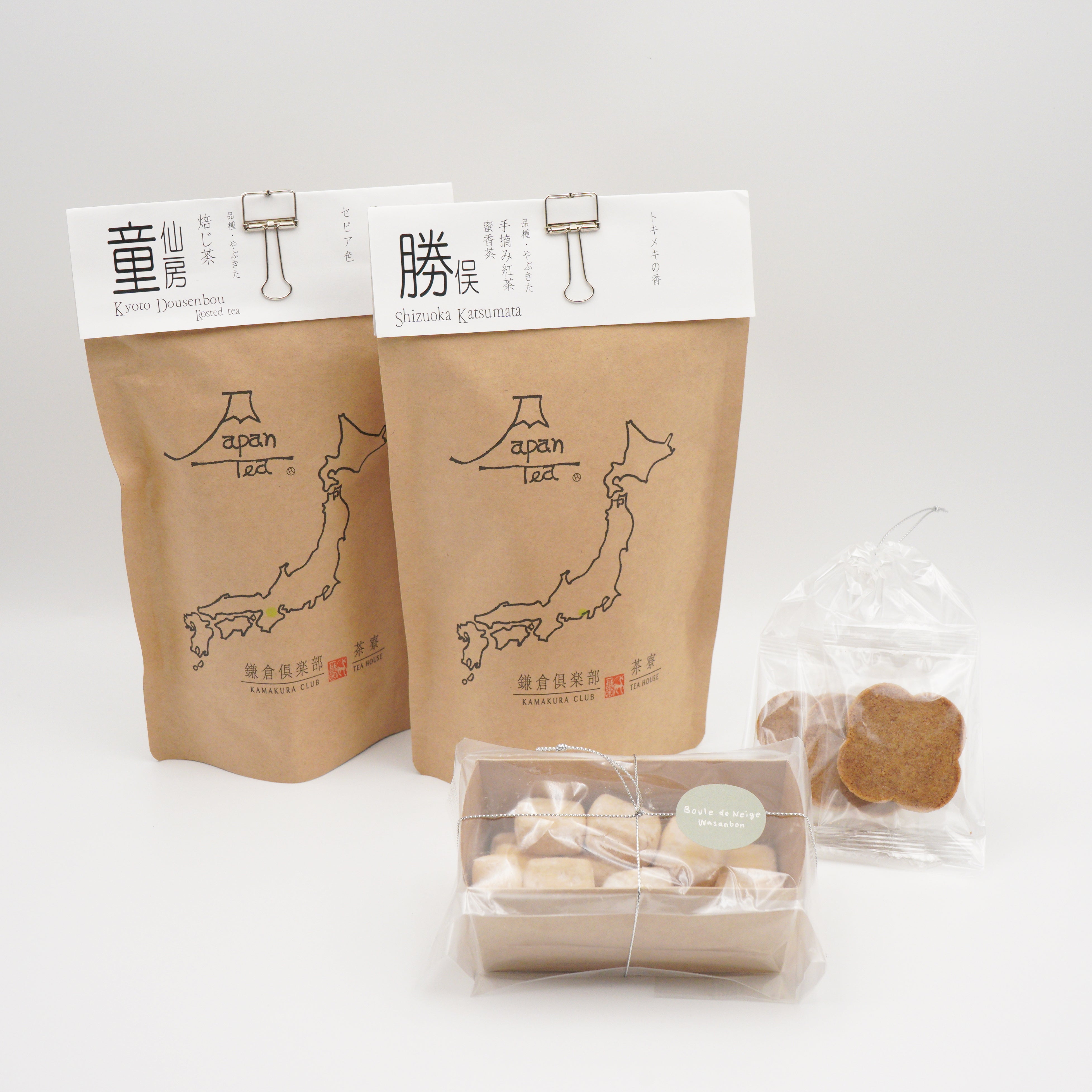 鎌倉倶楽部のお茶2種類とromi-unieの焼菓子のセット