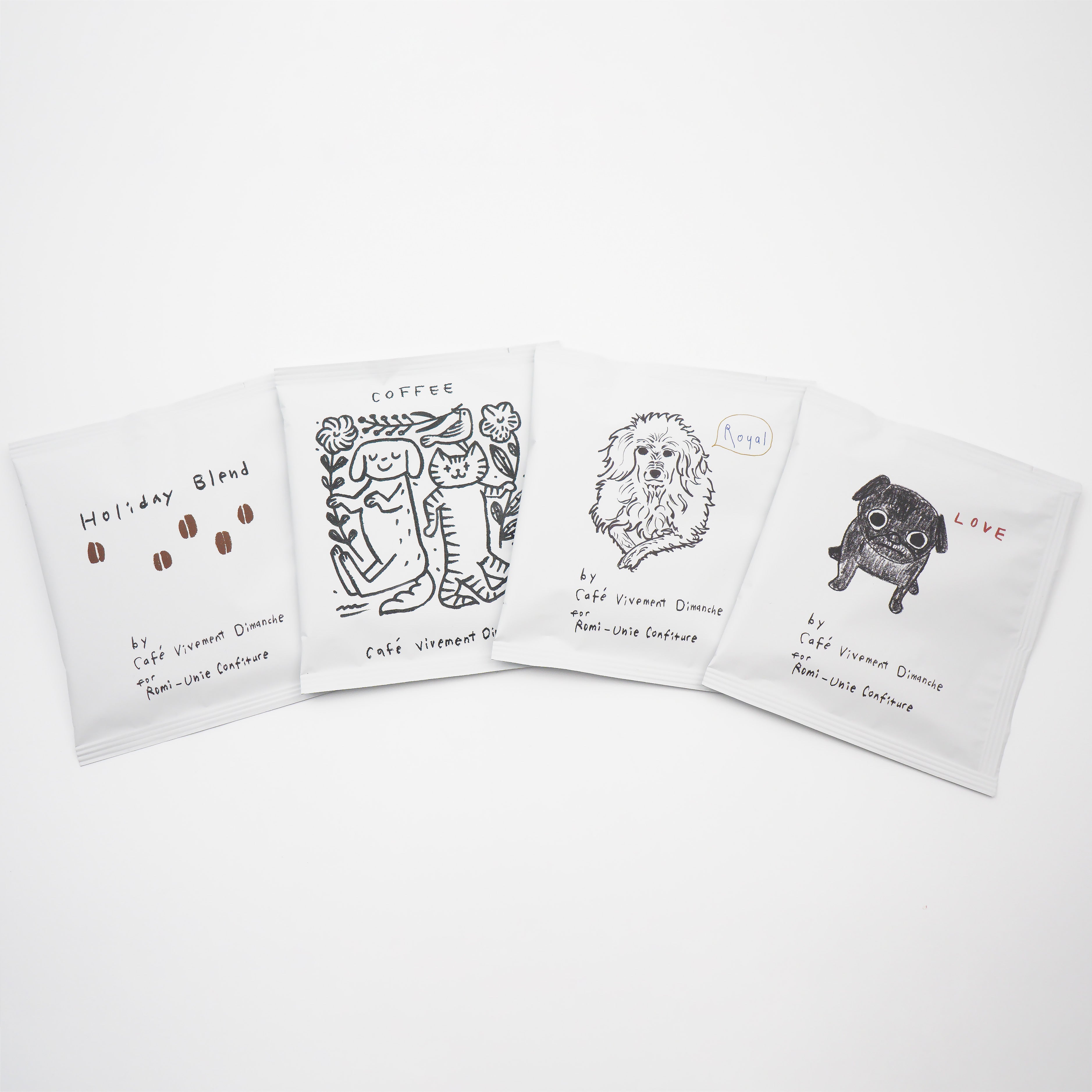 カフェ・ヴィヴモン・ディモンシュさんの4種類のカップオンコーヒーセット