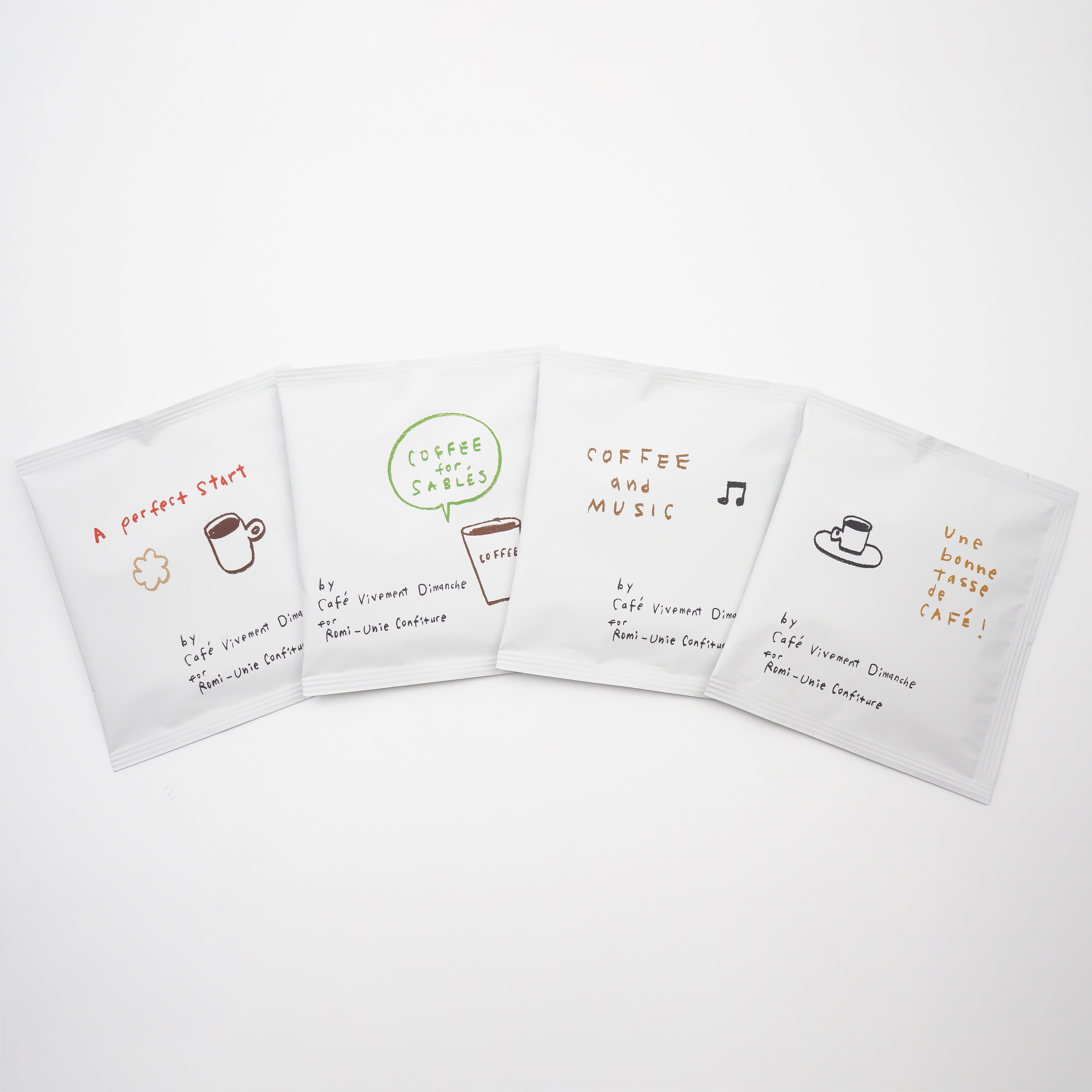 カフェ・ヴィヴモン・ディモンシュさんの4種類のカップオンコーヒーセット