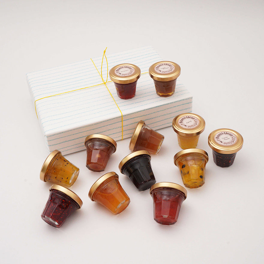 12種類の味を楽しめるプチジャムセット 夏季限定ストライプ柄ラッピング